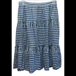 Lauren Ralph Lauren Boho Style Blue Ivory Midi‎ Skirt Size 6
